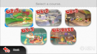 Screenshot of the course select screen in the E3 2013 demo for Super Mario 3D World