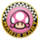 The icon of the Toadette Cup from Mario Kart Tour.