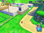 A Blue Coin in Pianta Village in the game Super Mario Sunshine.